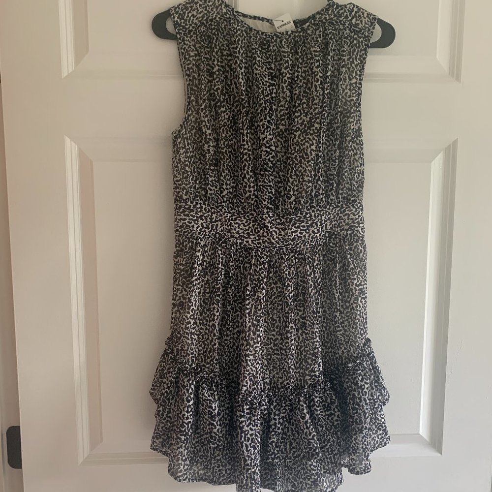 Animal Print Ruffle Fit And Flare Dress